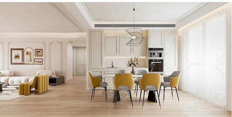 110套网红奶油风SU家装草图模型,客餐厅/厨房/卫生间/卧室/书房丨SKP格式丨20G