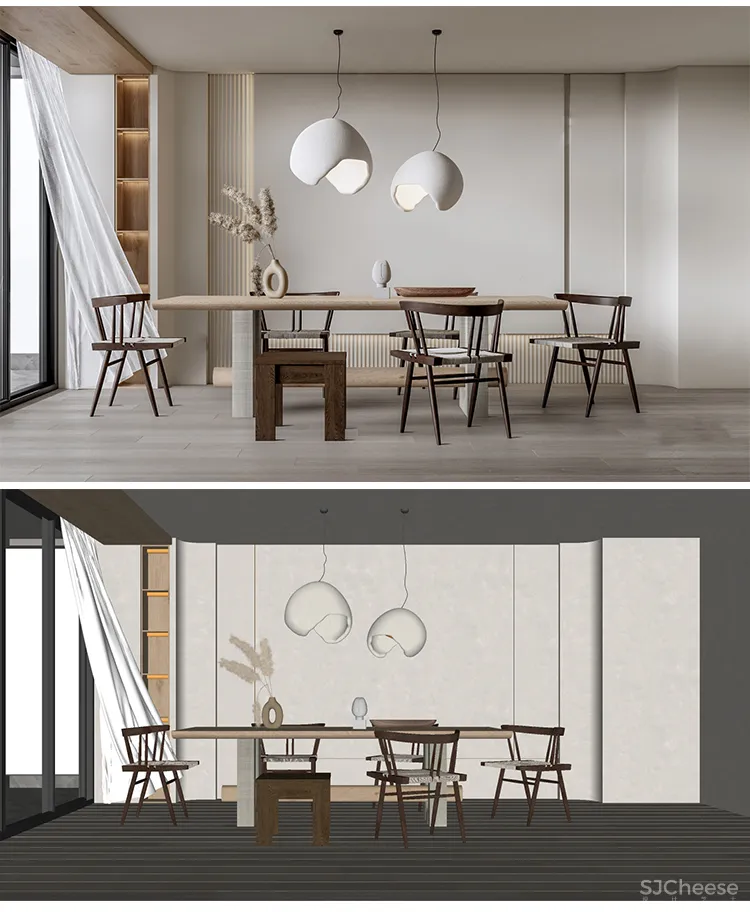 110套网红奶油风SU家装草图模型,客餐厅/厨房/卫生间/卧室/书房丨SKP格式丨20G