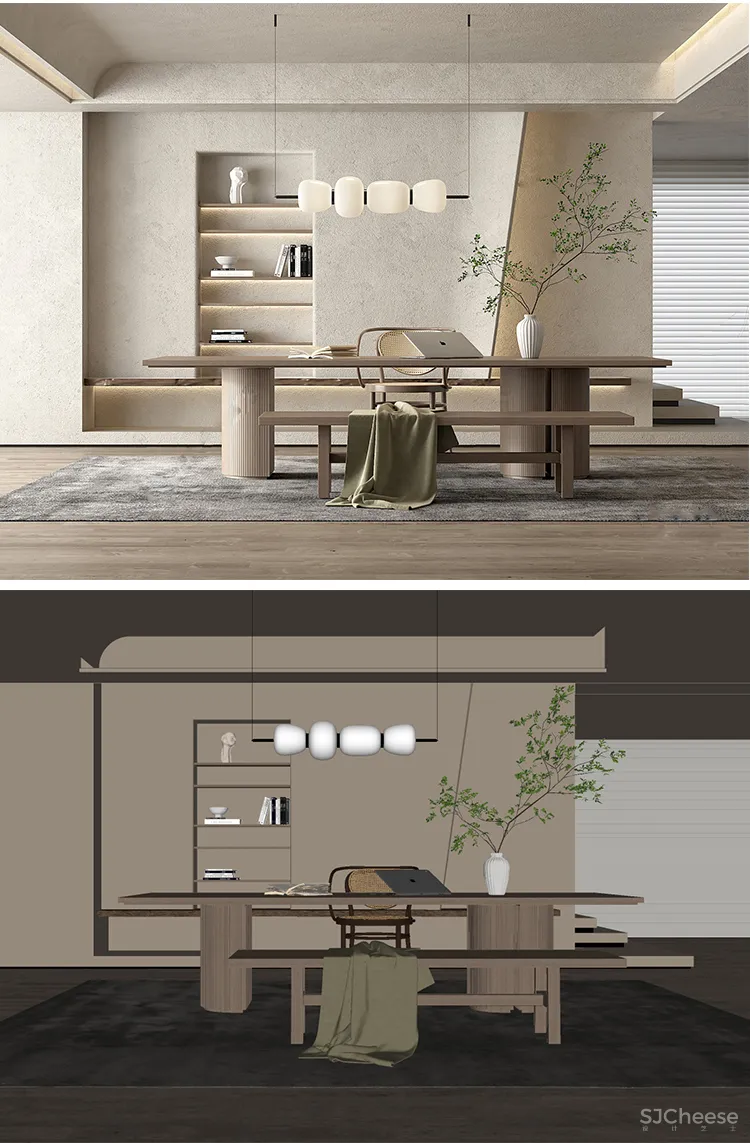 110套网红奶油风SU家装草图模型,客餐厅/厨房/卫生间/卧室/书房丨SKP格式丨20G