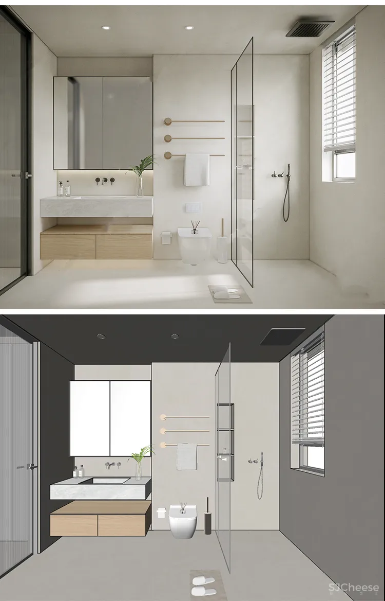 110套网红奶油风SU家装草图模型,客餐厅/厨房/卫生间/卧室/书房丨SKP格式丨20G