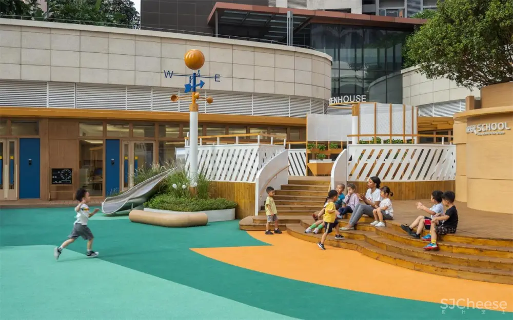 水泥都市中倡导户外教学的幼儿园, VMDPE圆道设计