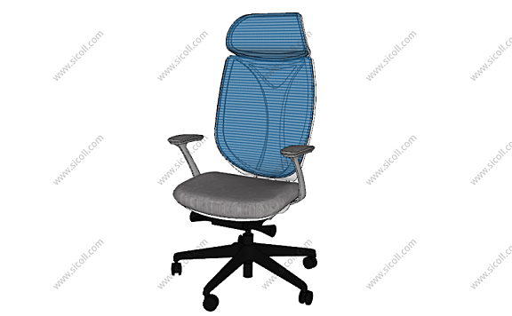 办公旋转移动人体工学椅子SU草图大师模型sketchup
