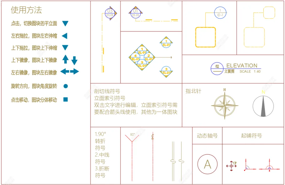 CAD制图标准及材料标注模板（含动态块）常用填充图库文件丨DWG丨33.6M