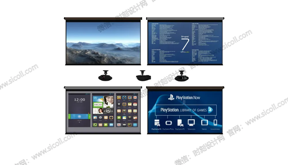 41个投影仪投影幕支架SU草图大师模型合集爱普森索尼松下丨SKP格式丨280M