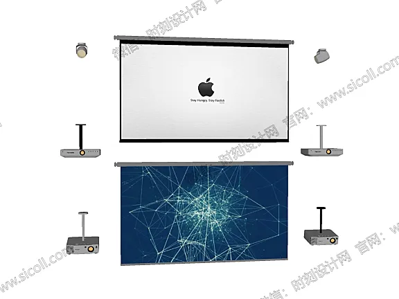 41个投影仪投影幕支架SU草图大师模型合集爱普森索尼松下丨SKP格式丨280M