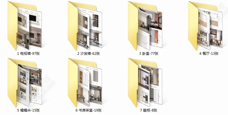 2023流行背景墙设计效果图+背景墙尺寸材料标注丨JPG丨1.25G