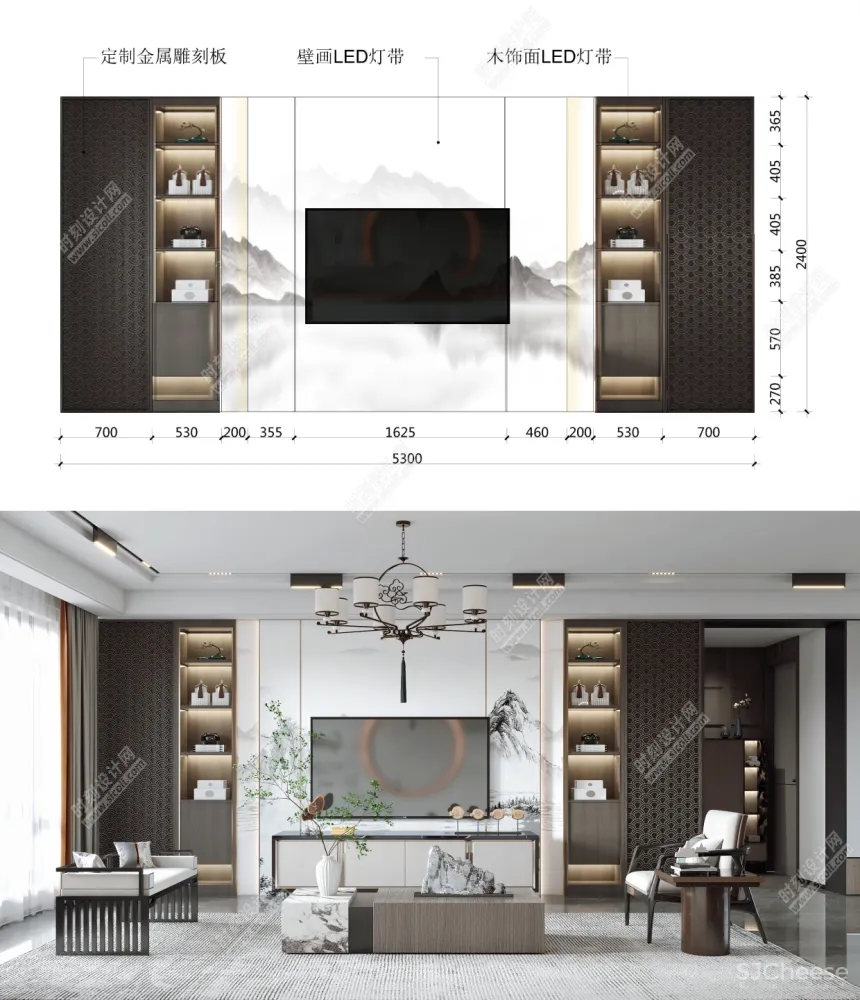 2023流行背景墙设计效果图+背景墙尺寸材料标注丨JPG丨1.25G