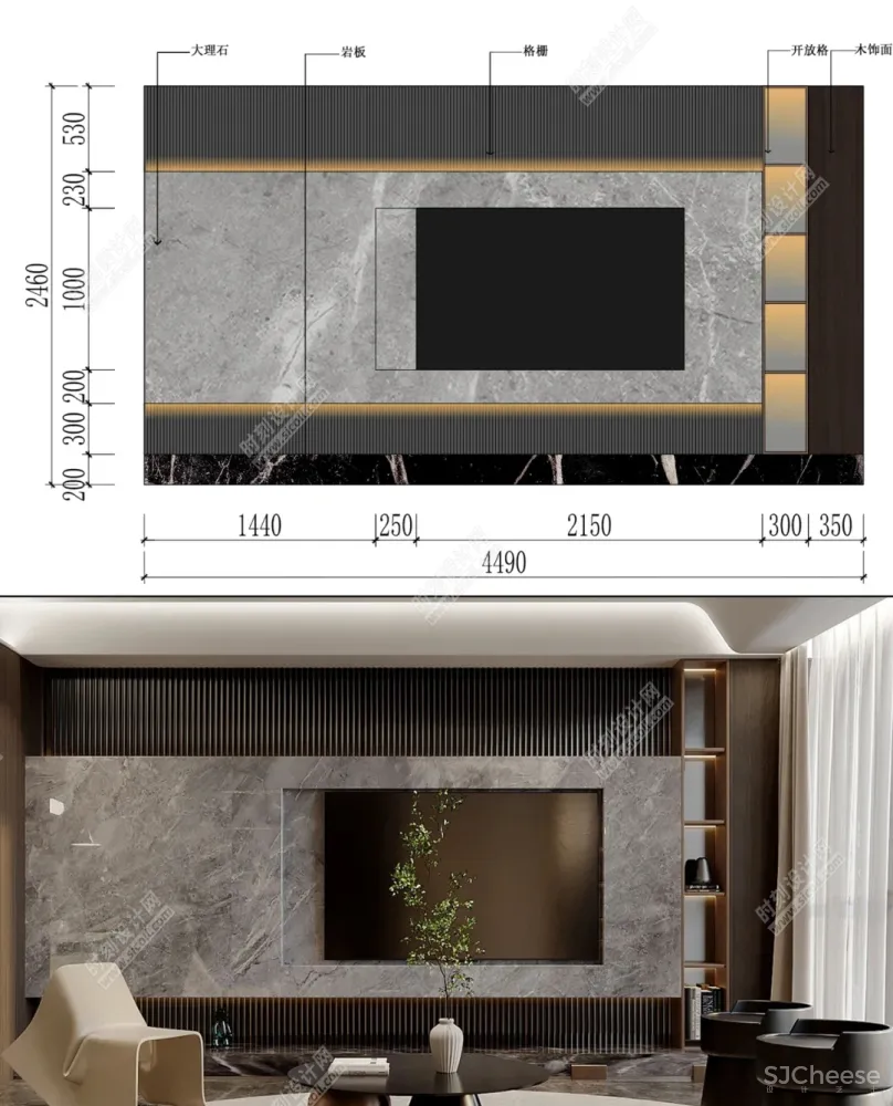 2023流行背景墙设计效果图+背景墙尺寸材料标注丨JPG丨1.25G