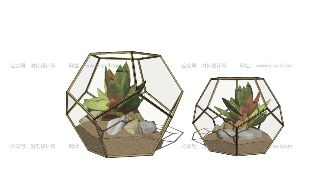 74个多肉植物模型丨绿植盆栽室内多肉水晶球花盆SU模型合集丨SU+JPG丨910MB