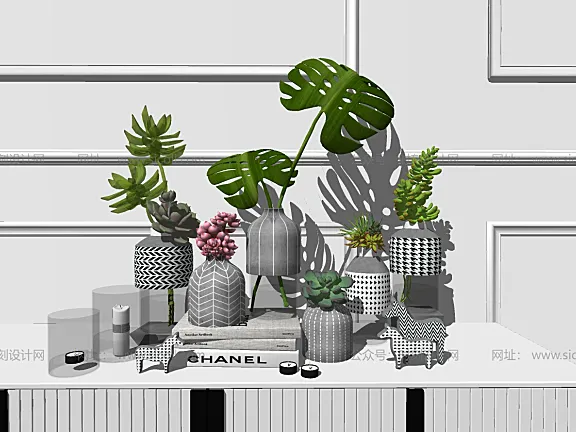 74个多肉植物模型丨绿植盆栽室内多肉水晶球花盆SU模型合集丨SU+JPG丨910MB