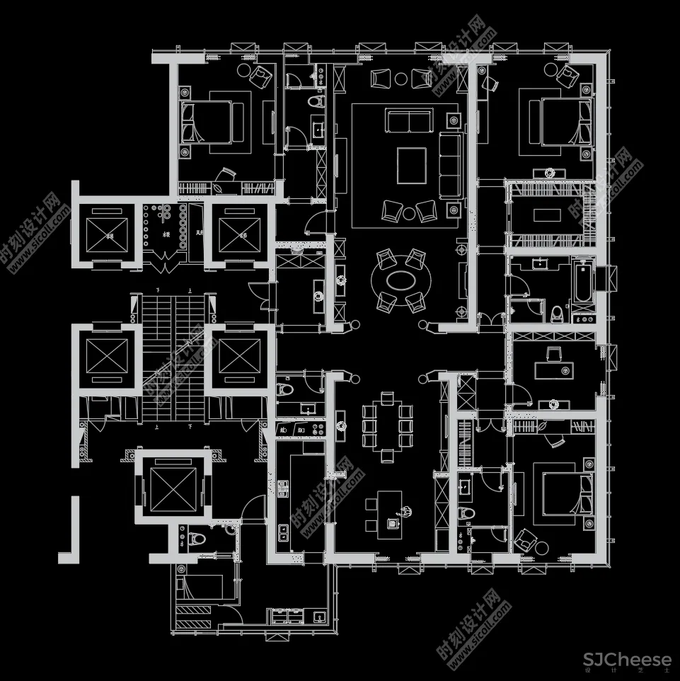 家装大平层室内设计CAD平面布局规划方案60套合集丨DWG丨36.6MB
