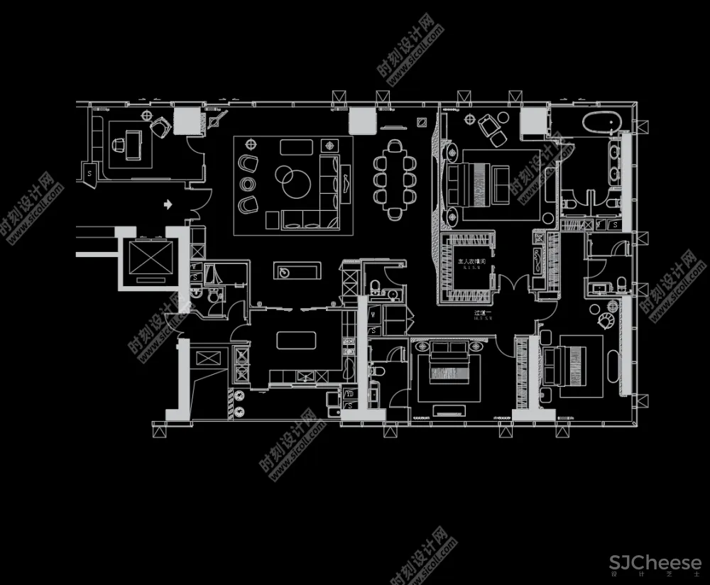 家装大平层室内设计CAD平面布局规划方案60套合集丨DWG丨36.6MB