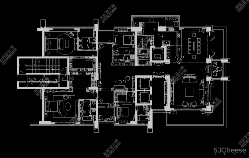 家装大平层室内设计CAD平面布局规划方案60套合集丨DWG丨36.6MB