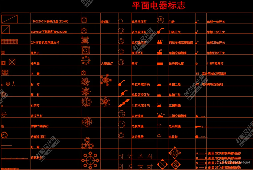 全屋机电连线图及开关插座图例机电点位图水电点位布局及开关、插座、灯具合集打印线型丨DWG丨3.67M