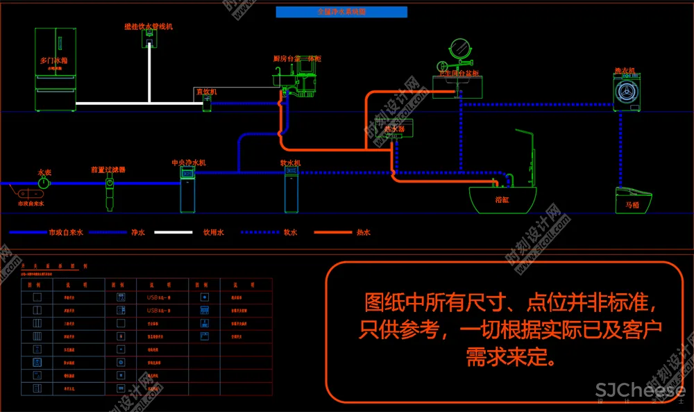 全屋机电连线图及开关插座图例机电点位图水电点位布局及开关、插座、灯具合集打印线型丨DWG丨3.67M