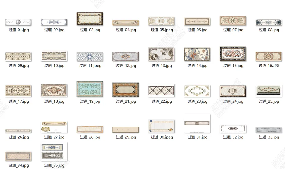 石材拼花材质贴图合集圆形椭圆方形过道多边形角花波打线腰线其他拼花丨JPG丨473MB
