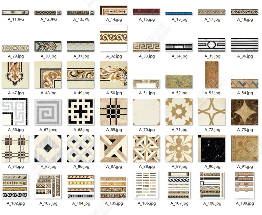 石材拼花材质贴图合集圆形椭圆方形过道多边形角花波打线腰线其他拼花丨JPG丨473MB