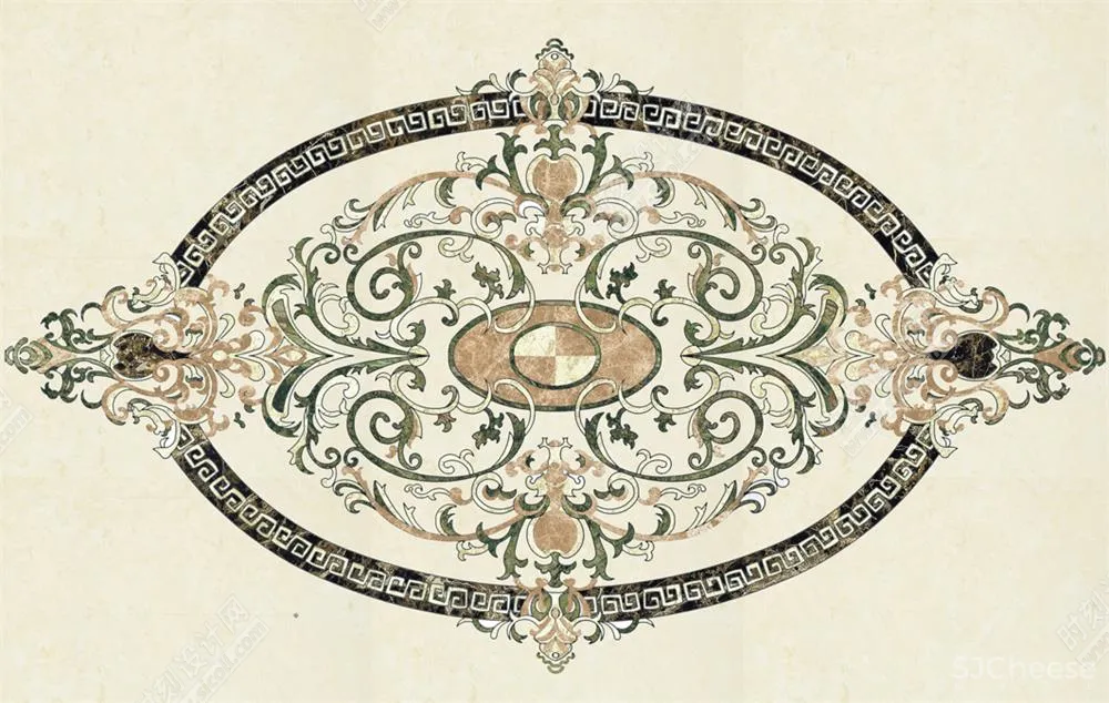 石材拼花材质贴图合集圆形椭圆方形过道多边形角花波打线腰线其他拼花丨JPG丨473MB