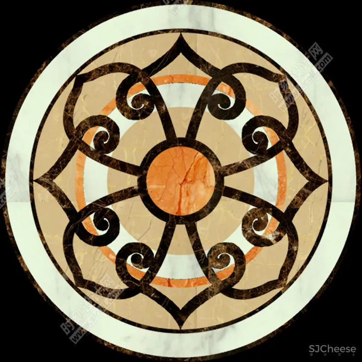 石材拼花材质贴图合集圆形椭圆方形过道多边形角花波打线腰线其他拼花丨JPG丨473MB