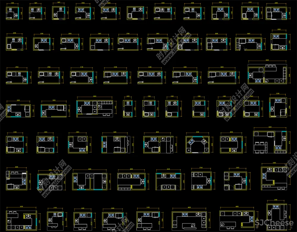 500套家装平面布局CAD模块合集客厅书房卧室厨房卫生间丨DWG丨10.7M