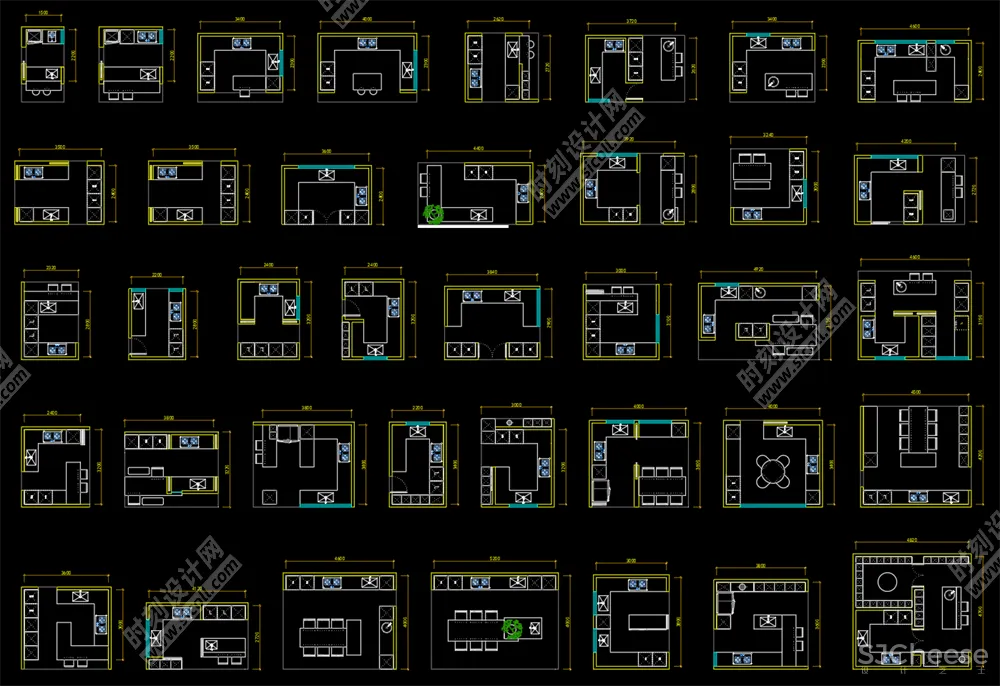 500套家装平面布局CAD模块合集客厅书房卧室厨房卫生间丨DWG丨10.7M