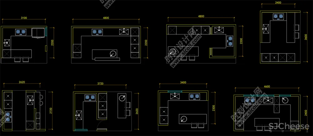 500套家装平面布局CAD模块合集客厅书房卧室厨房卫生间丨DWG丨10.7M