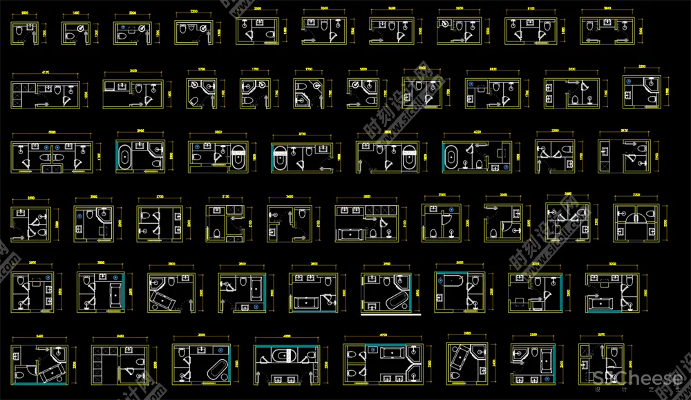 500套家装平面布局CAD模块合集客厅书房卧室厨房卫生间丨DWG丨10.7M