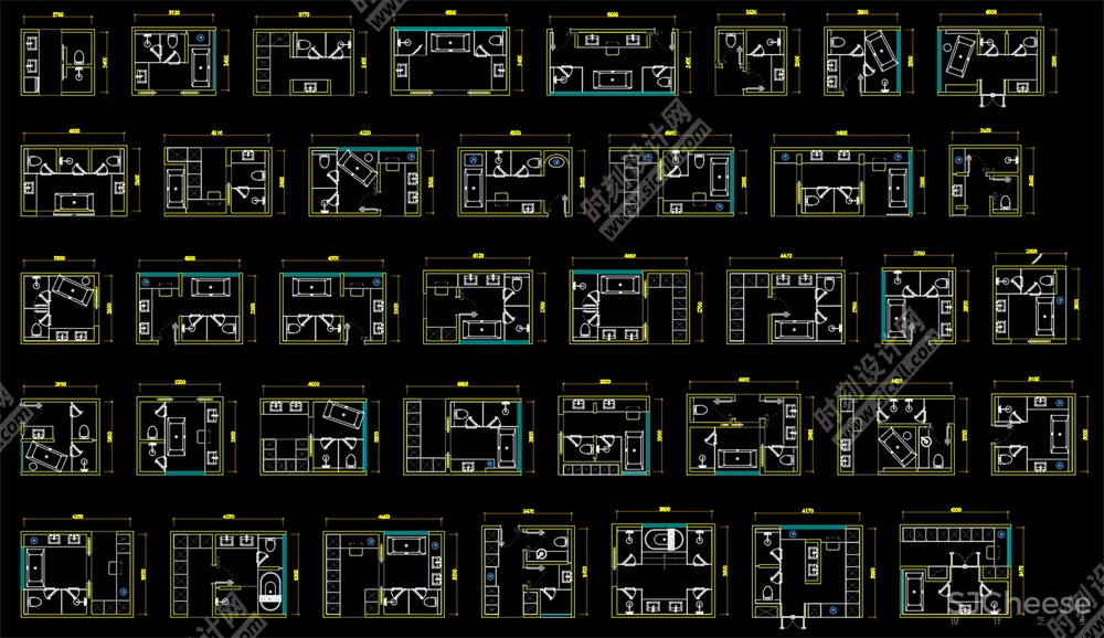 500套家装平面布局CAD模块合集客厅书房卧室厨房卫生间丨DWG丨10.7M