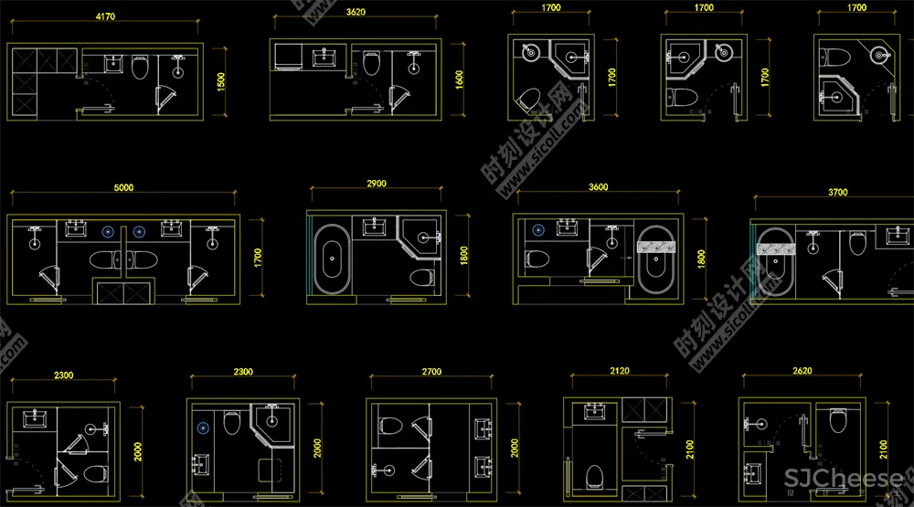 500套家装平面布局CAD模块合集客厅书房卧室厨房卫生间丨DWG丨10.7M