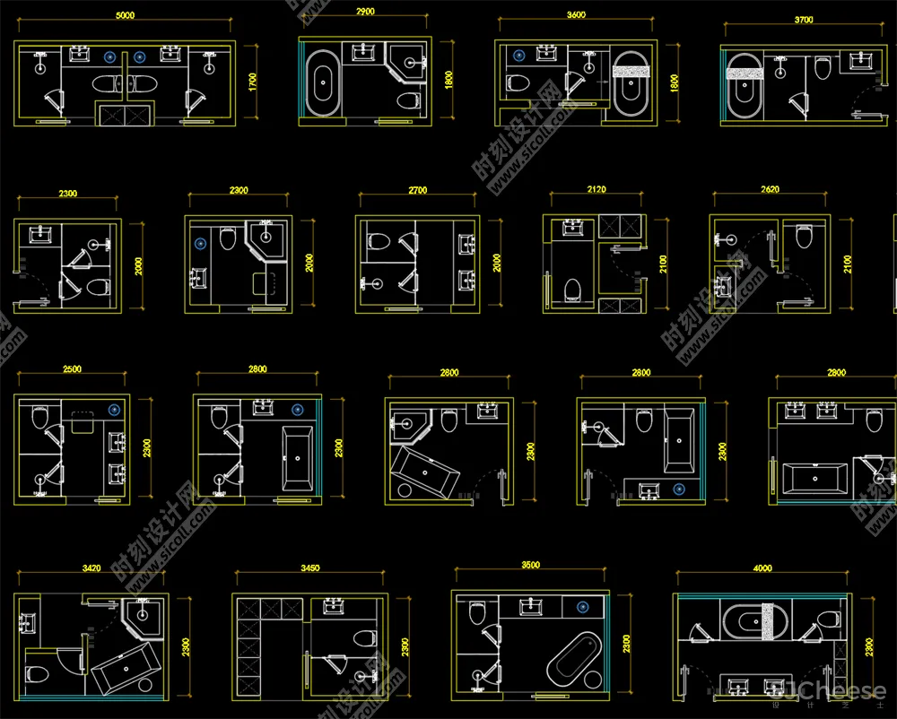 500套家装平面布局CAD模块合集客厅书房卧室厨房卫生间丨DWG丨10.7M