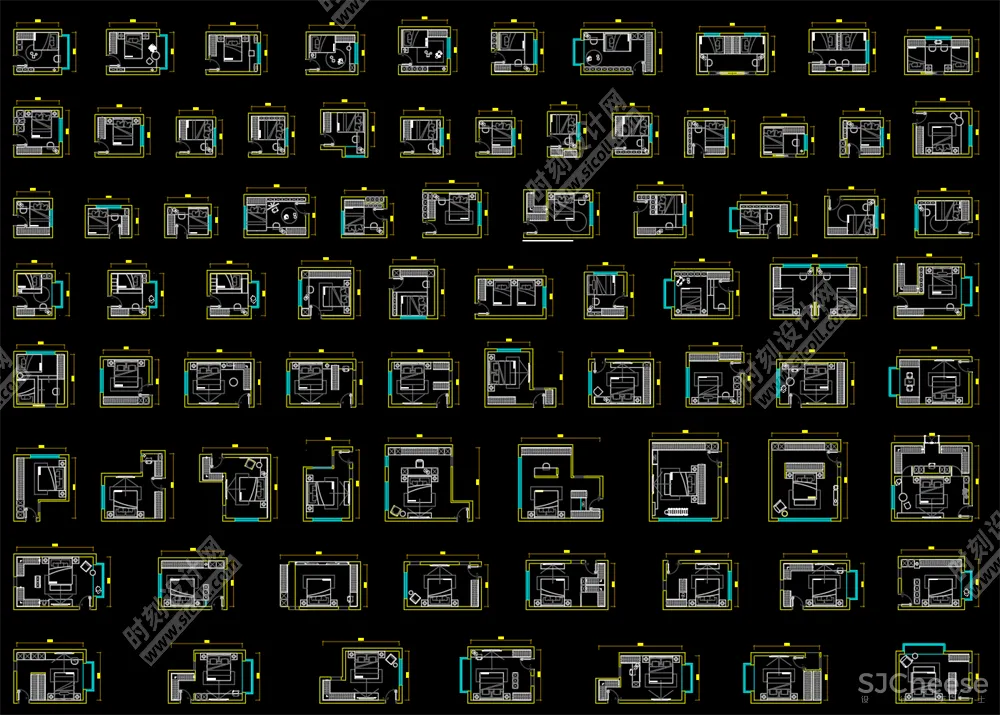 500套家装平面布局CAD模块合集客厅书房卧室厨房卫生间丨DWG丨10.7M