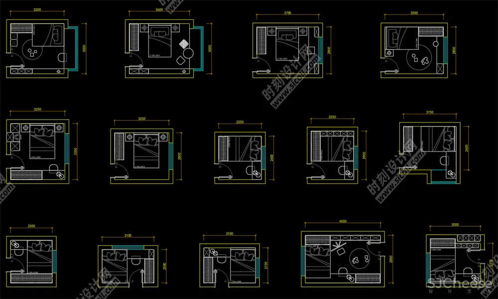 500套家装平面布局CAD模块合集客厅书房卧室厨房卫生间丨DWG丨10.7M