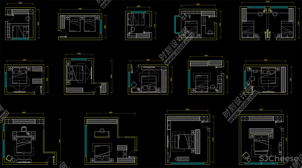 500套家装平面布局CAD模块合集客厅书房卧室厨房卫生间丨DWG丨10.7M