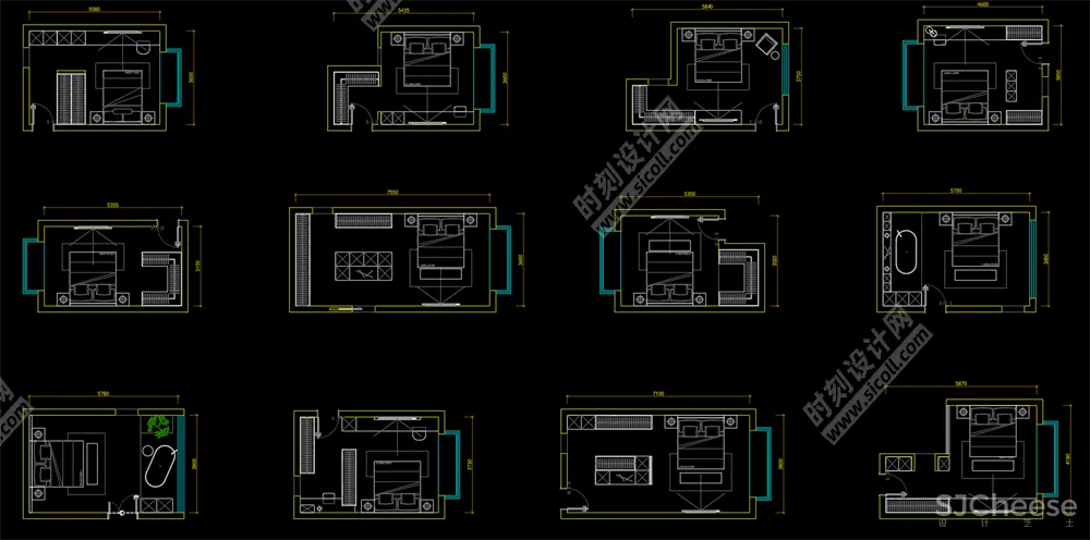 500套家装平面布局CAD模块合集客厅书房卧室厨房卫生间丨DWG丨10.7M