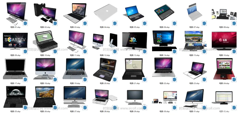105个电脑电视SU草图大师模型丨SKP+JPG丨360M