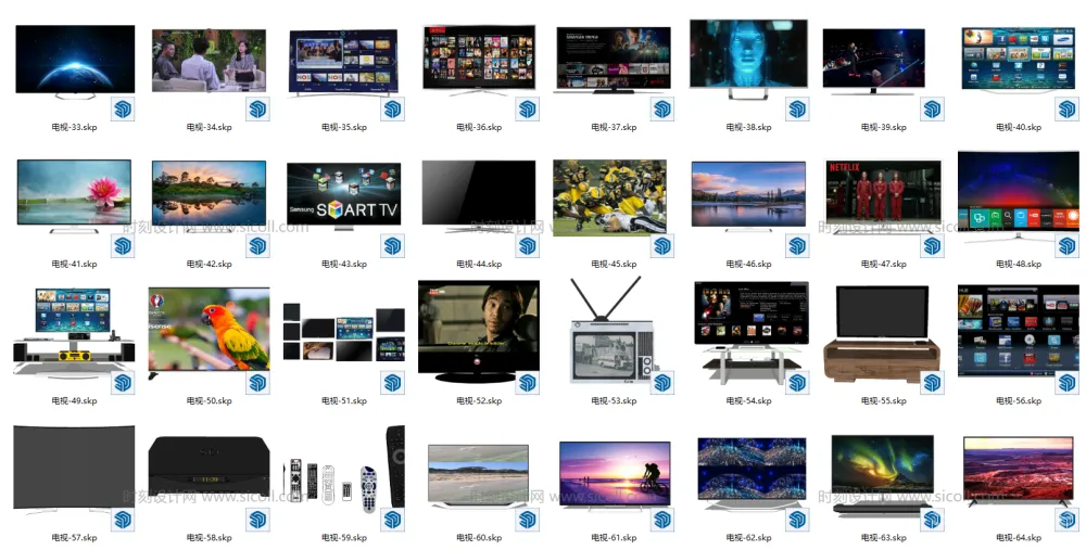 105个电脑电视SU草图大师模型丨SKP+JPG丨360M