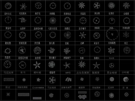 超全超详细植物绿植盆栽苗木平立面CAD图库图块合集丨DWG格式丨68.6M