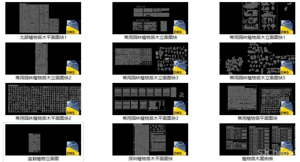 超全超详细植物绿植盆栽苗木平立面CAD图库图块合集丨DWG格式丨68.6M
