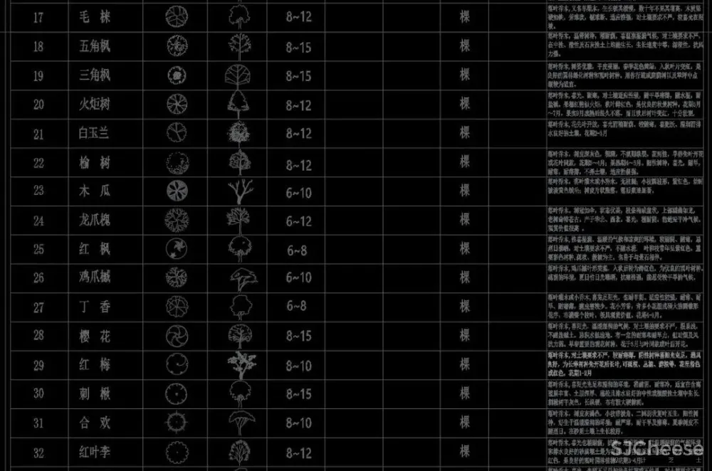 超全超详细植物绿植盆栽苗木平立面CAD图库图块合集丨DWG格式丨68.6M
