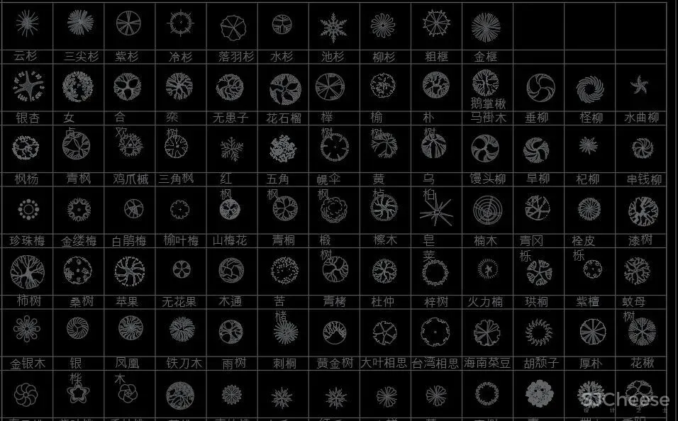 超全超详细植物绿植盆栽苗木平立面CAD图库图块合集丨DWG格式丨68.6M