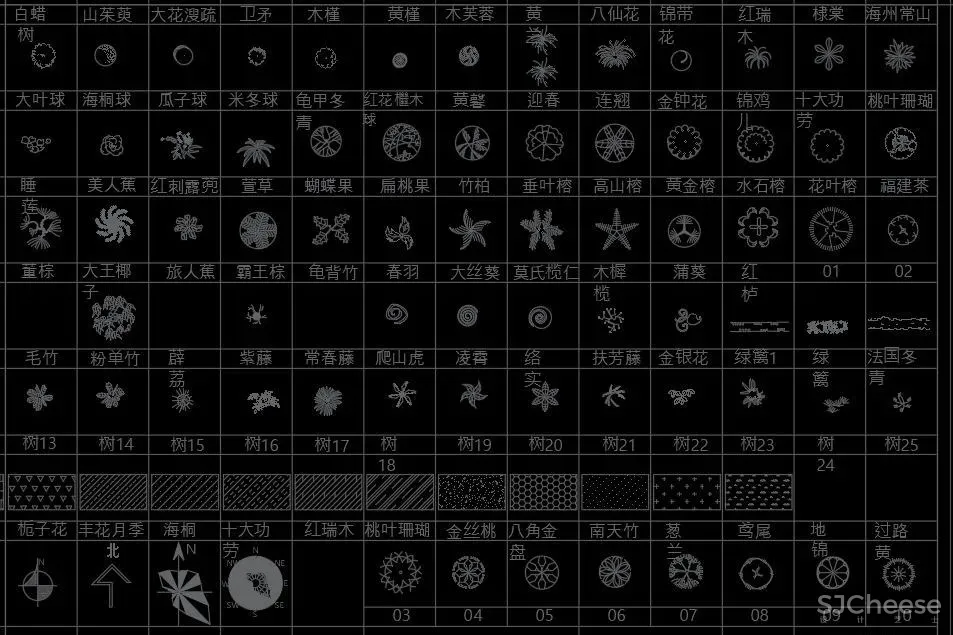 超全超详细植物绿植盆栽苗木平立面CAD图库图块合集丨DWG格式丨68.6M