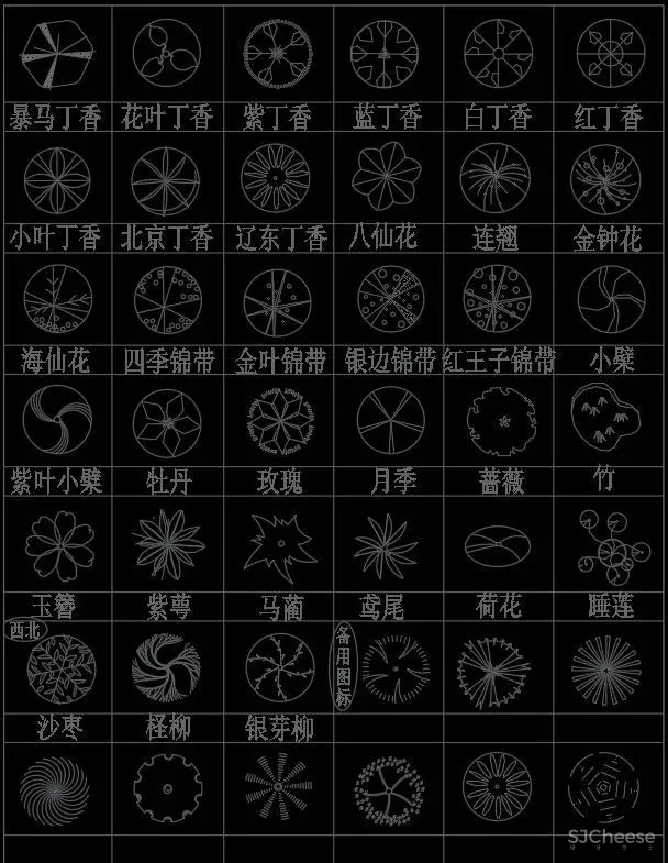 超全超详细植物绿植盆栽苗木平立面CAD图库图块合集丨DWG格式丨68.6M