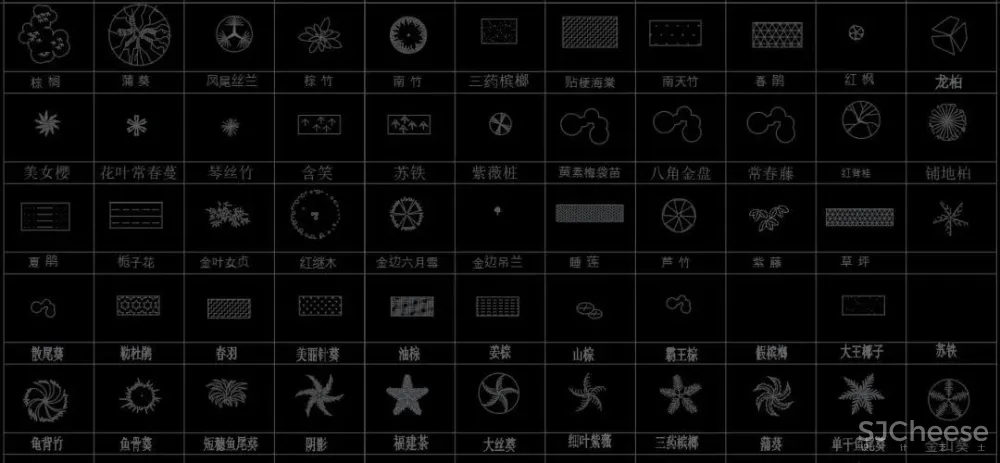 超全超详细植物绿植盆栽苗木平立面CAD图库图块合集丨DWG格式丨68.6M