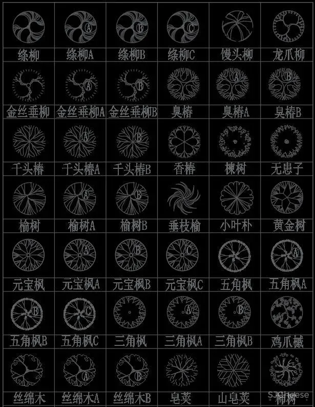 超全超详细植物绿植盆栽苗木平立面CAD图库图块合集丨DWG格式丨68.6M