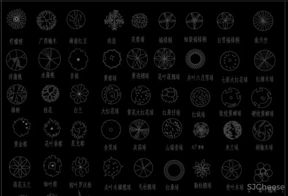 超全超详细植物绿植盆栽苗木平立面CAD图库图块合集丨DWG格式丨68.6M