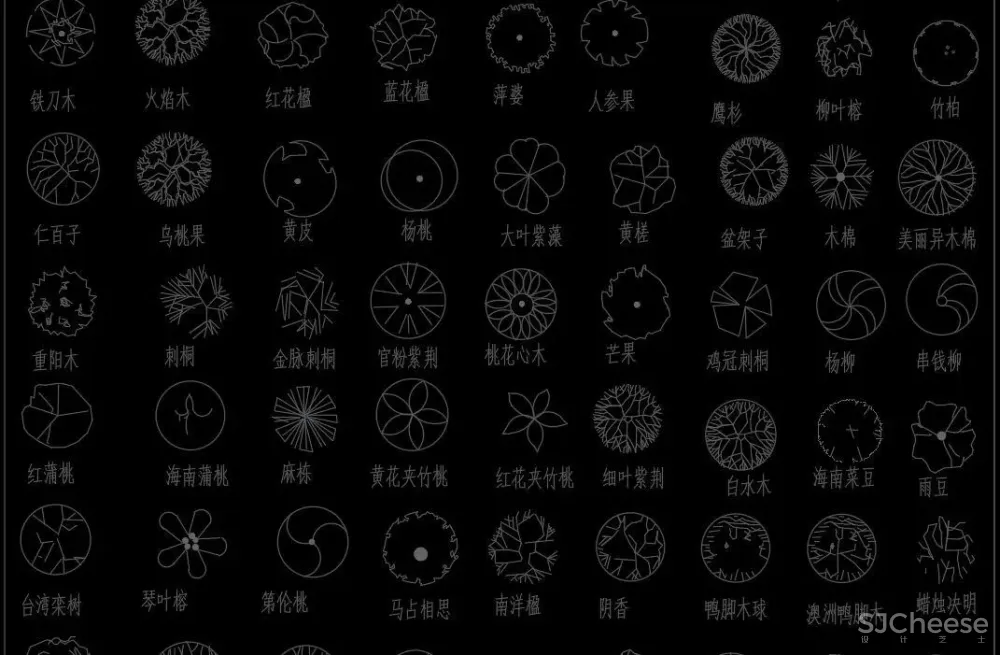 超全超详细植物绿植盆栽苗木平立面CAD图库图块合集丨DWG格式丨68.6M