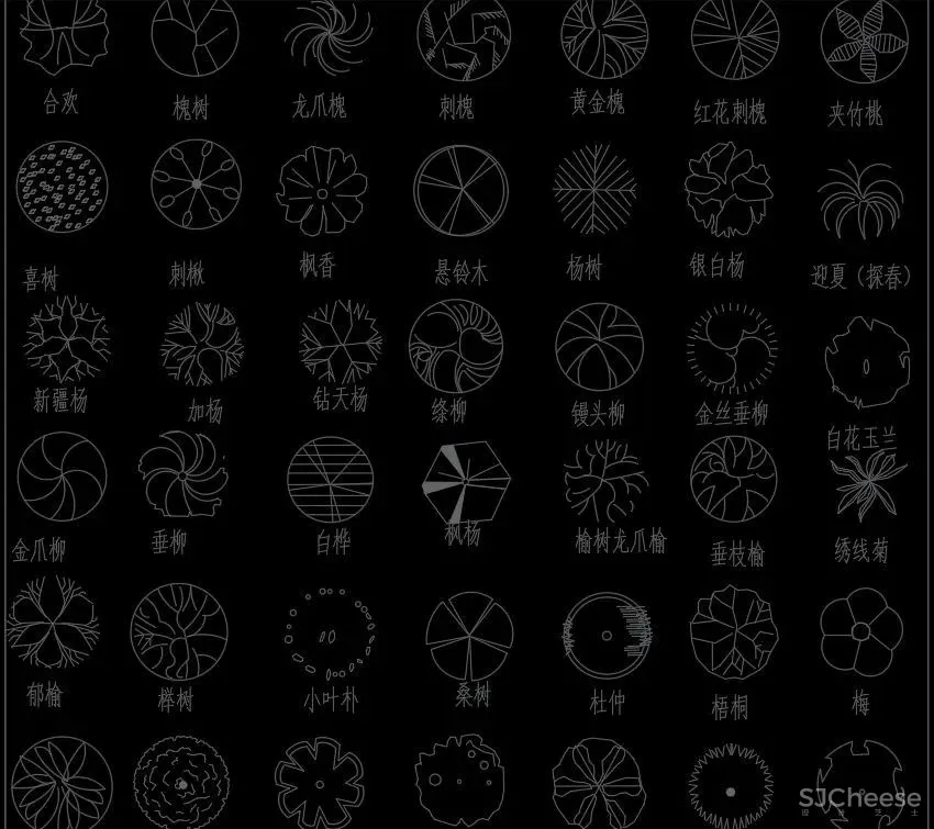 超全超详细植物绿植盆栽苗木平立面CAD图库图块合集丨DWG格式丨68.6M