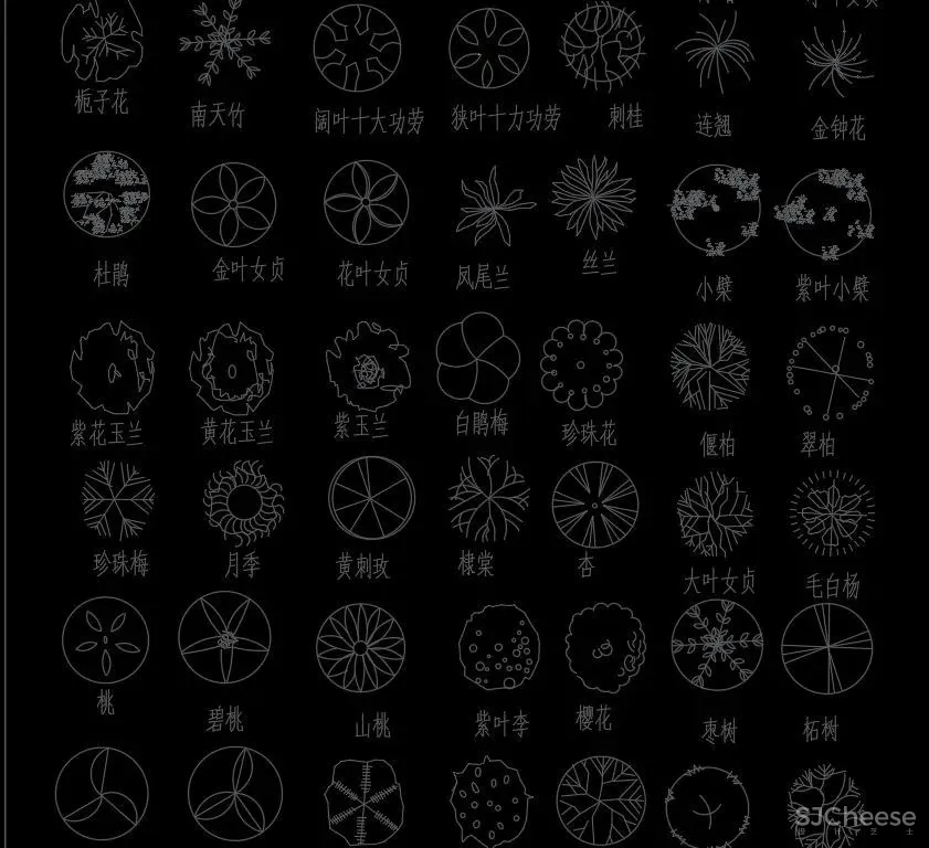 超全超详细植物绿植盆栽苗木平立面CAD图库图块合集丨DWG格式丨68.6M