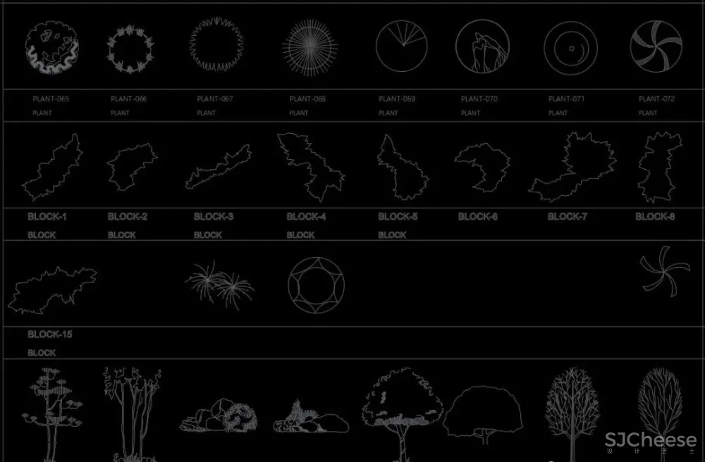 超全超详细植物绿植盆栽苗木平立面CAD图库图块合集丨DWG格式丨68.6M