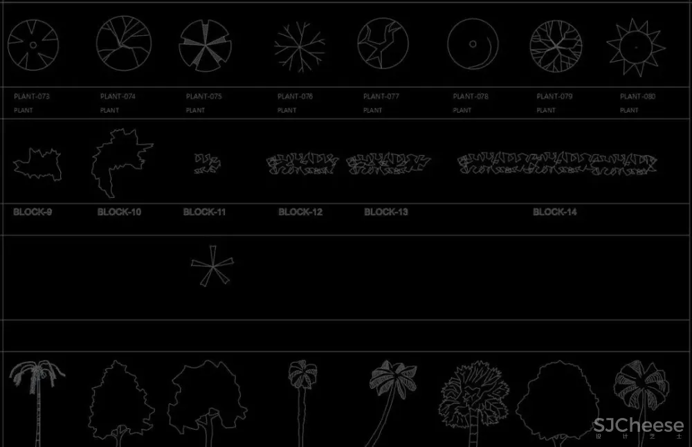 超全超详细植物绿植盆栽苗木平立面CAD图库图块合集丨DWG格式丨68.6M